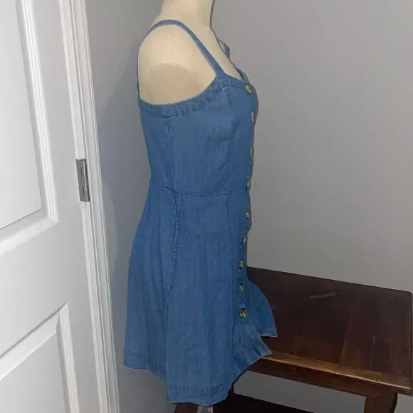 Loft Denim Button Front Dress Size 2P - Picture 3 of 10